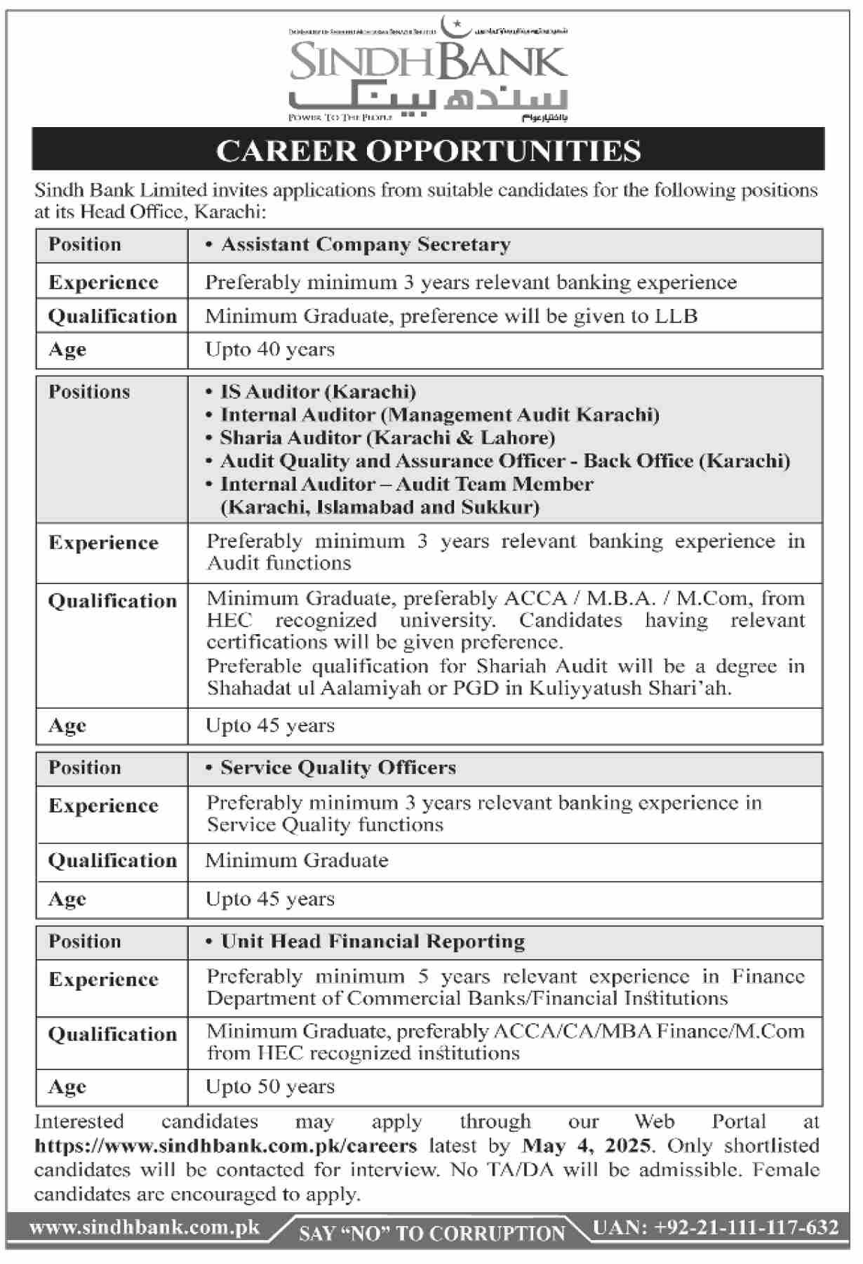 Sindh Bank Careers 2025 | Online Apply 2 Sindh Bank Careers 2025