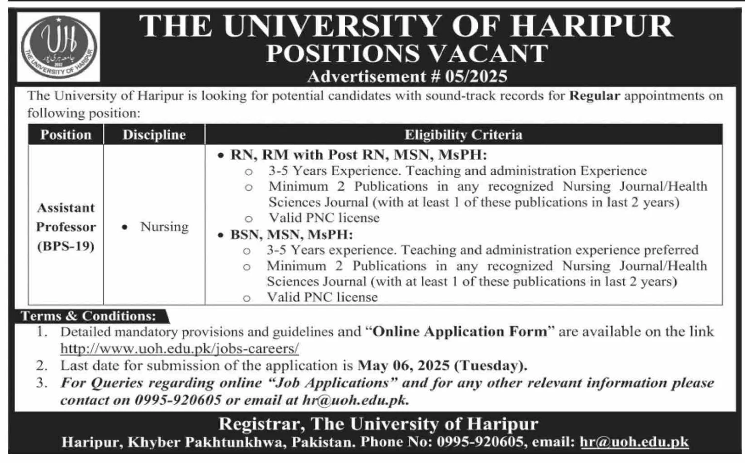 University of Haripur Jobs 2025 - Nursing Jobs 2 University of Haripur Jobs