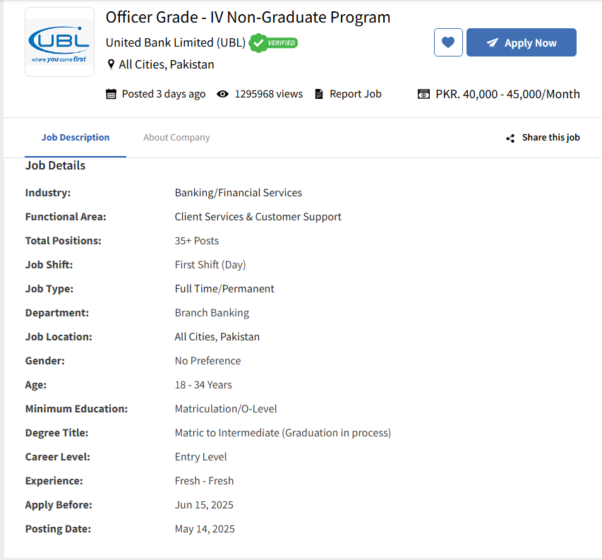 United Bank Limited UBL Jobs 2025 - Male & Female Online Apply 2 United Bank Limited UBL Jobs 2025