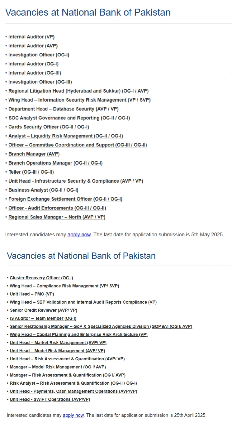 National Bank of Pakistan Jobs 2025 - Online Apply 2 National Bank of Pakistan Jobs 2025