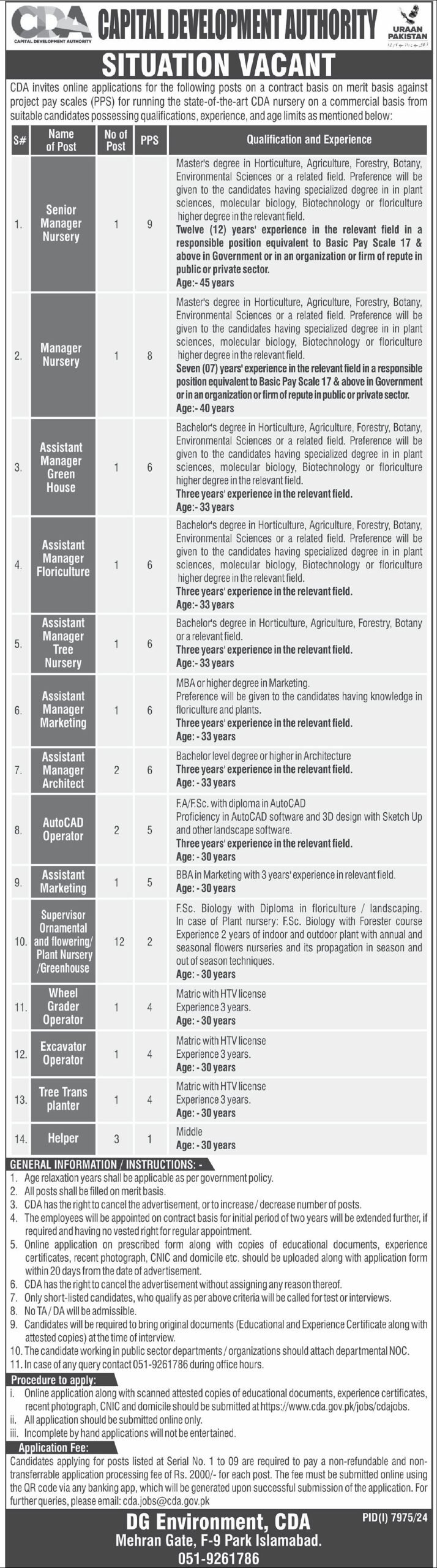 Capital Development Authority Jobs 2025 - Multiple Positions 2 Capital Development Authority Jobs