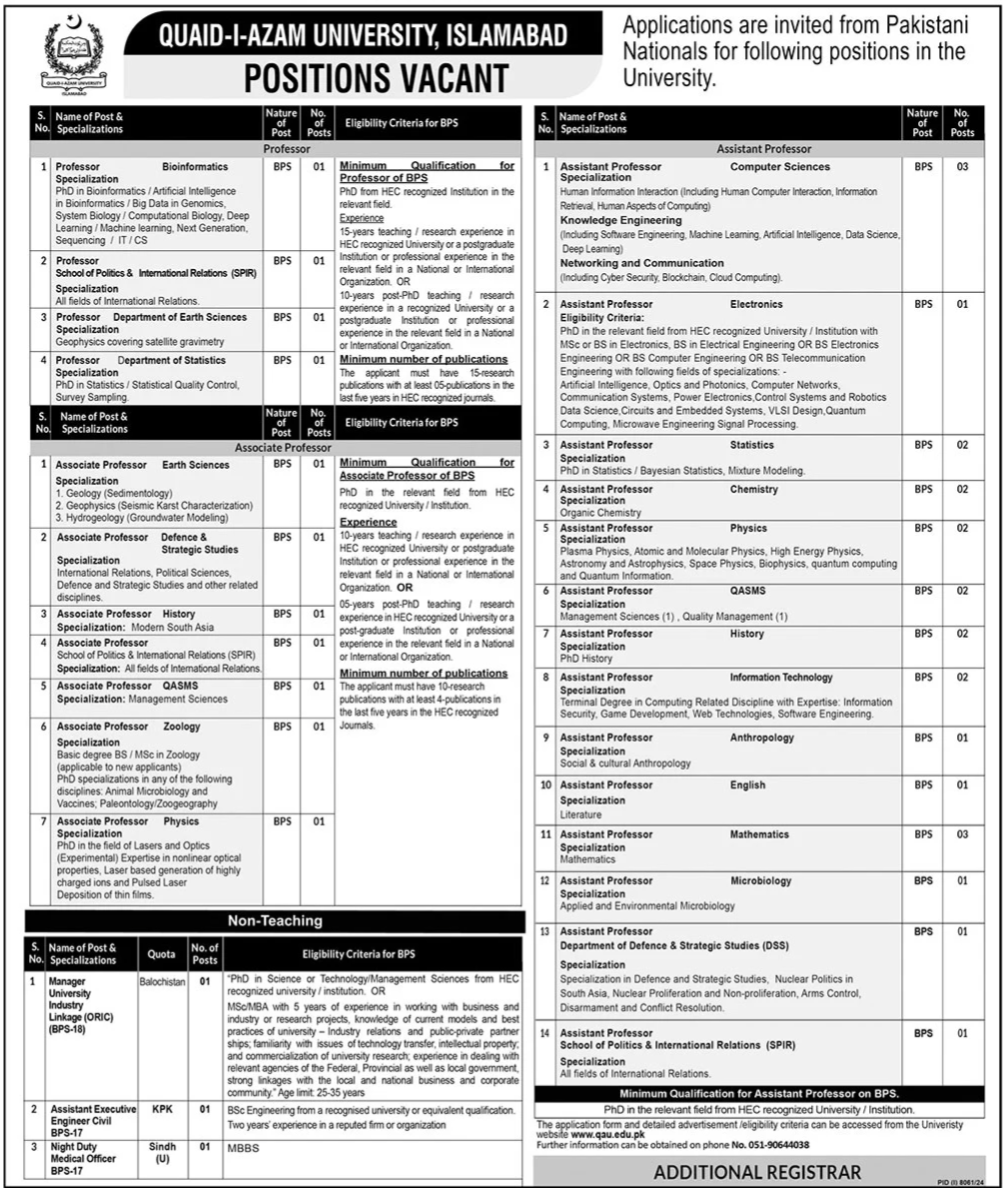 Quaid-e-Azam University Jobs 2025 - Online Apply 2 Quaid-e-Azam University Jobs