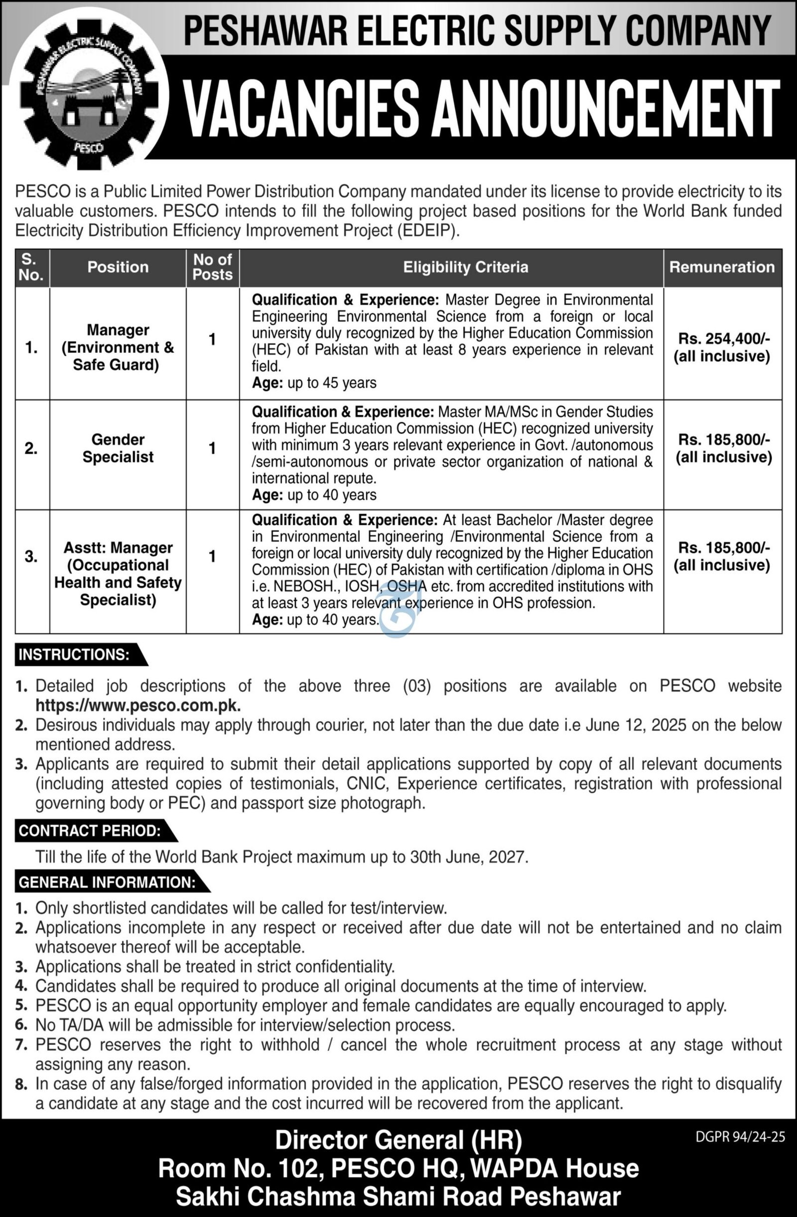 Peshawar Electric Supply Company (PESCO) Jobs 2025 - Online Apply 2 Peshawar Electric Supply Company (PESCO) Jobs