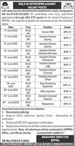 Balochistan Public Procurement Regulatory Authority Jobs 2025 - Online Apply 2 Balochistan Public Procurement Regulatory Authority Jobs