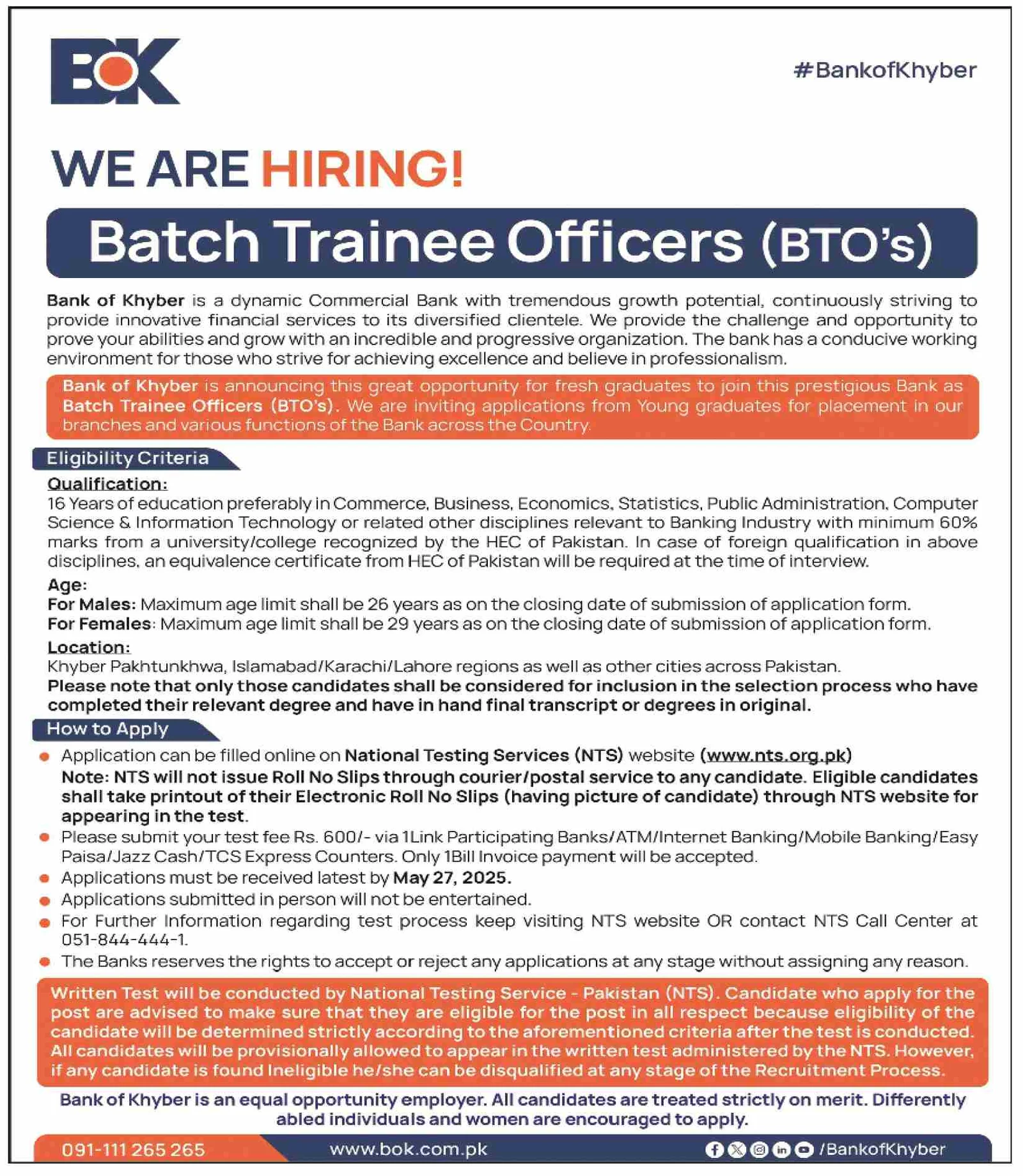 Bank of Khyber Jobs 2025 - Trainee Officer 2 Bank of Khyber Jobs 2025