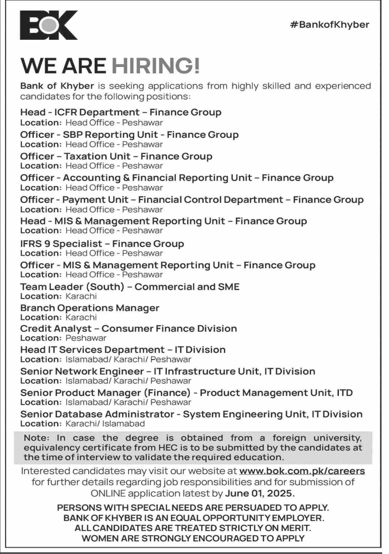 Bank of Khyber (BOK) Jobs 2025 - Multiple Jobs 2 Bank of Khyber (BOK) Jobs