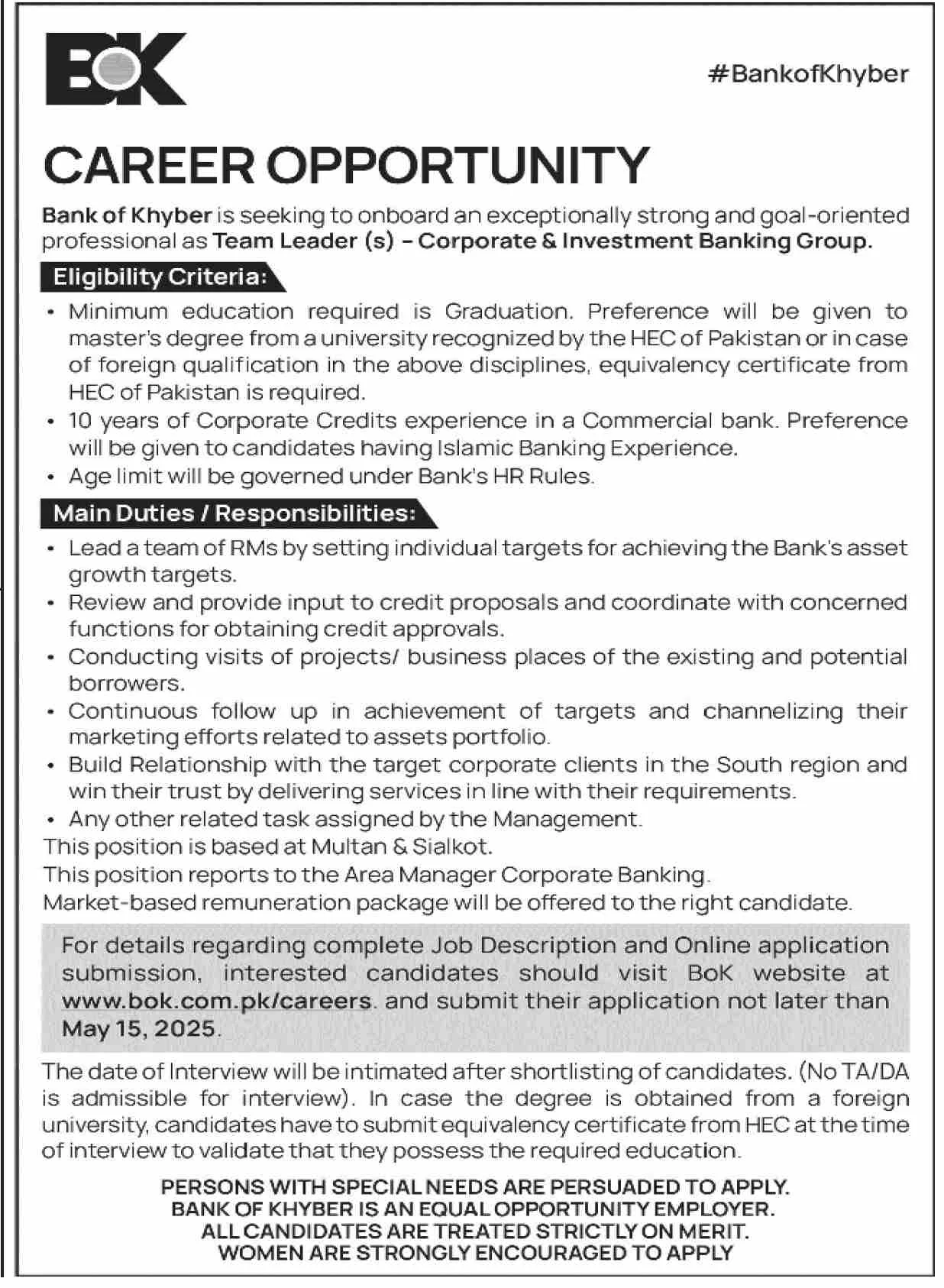 Bank of Khyber (BOK) Jobs 2025 - Online Apply 2 Bank of Khyber (BOK) Jobs 2025