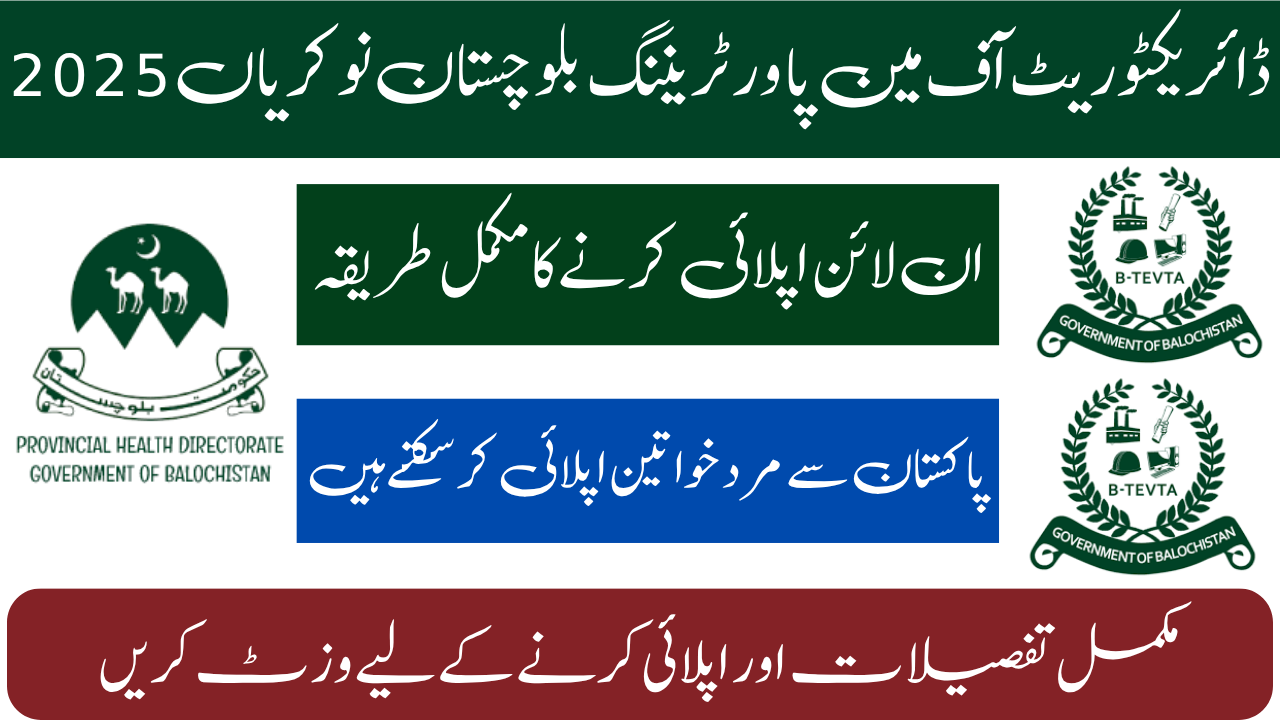 Directorate Of Manpower Training Balochistan Jobs 2025