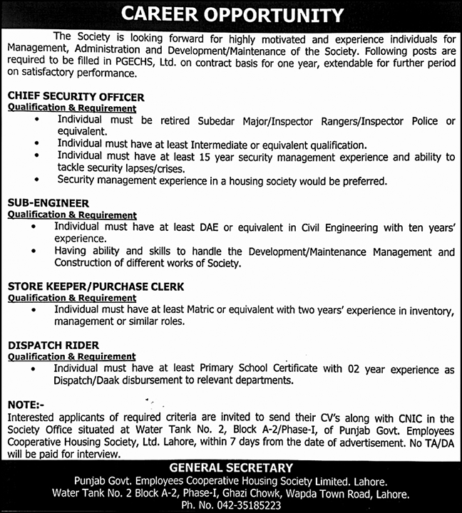 Cooperative Housing Society Jobs in Lahore 2025 - Government Job 2 Cooperative Housing Society Jobs