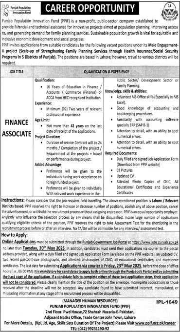 Punjab Population Innovation Fund (PPIF) Jobs 2025 - Online Apply 2 Punjab Population Innovation Fund (PPIF) Jobs 2025