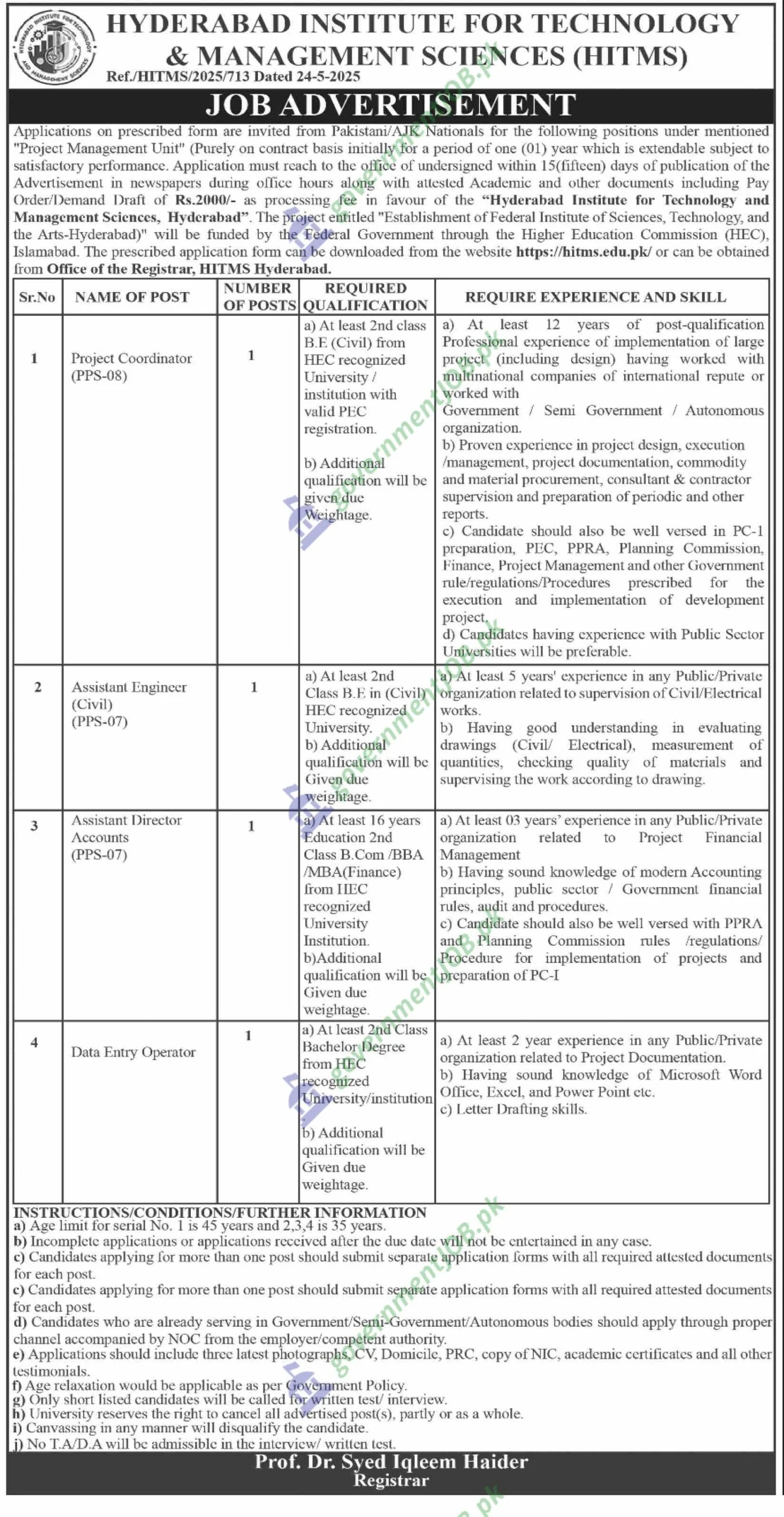 HITMS Jobs 2025 - PPS-06 to PPS-08 Online Apply 2 HITMS Jobs 2025