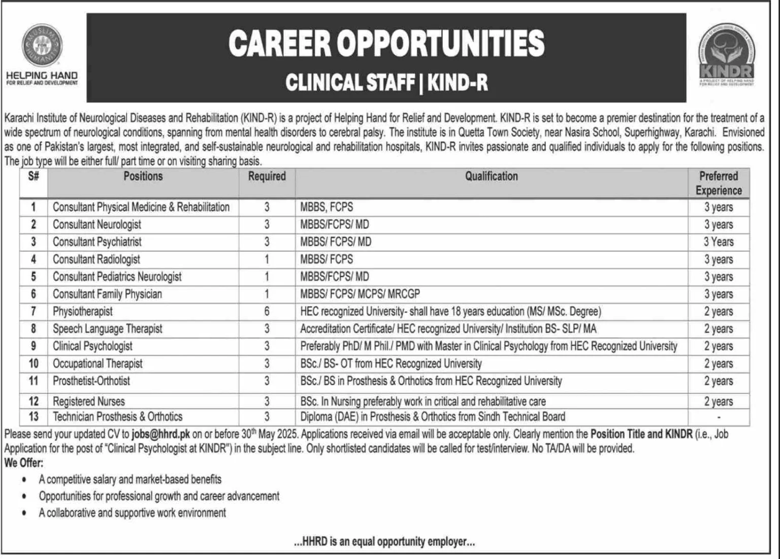 Sindh Health Department KINDR Hospital Jobs