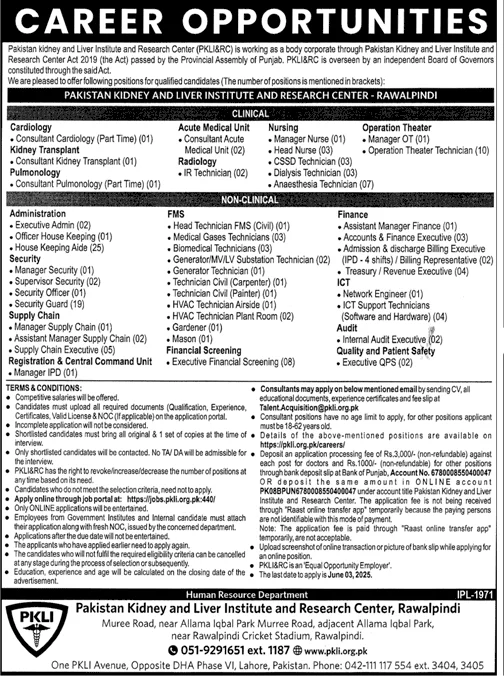 PKLI Rawalpindi Jobs 2025 - Online Apply 2 PKLI Rawalpindi Jobs
