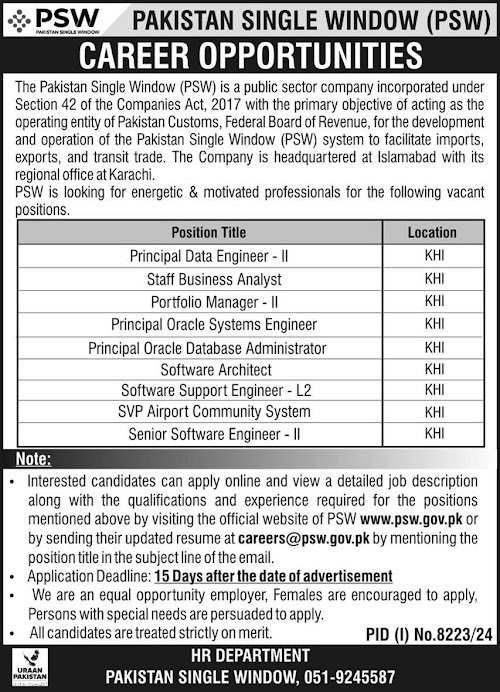 Pakistan Single Window (PSW) Jobs 2025 2 Pakistan Single Window (PSW) Jobs