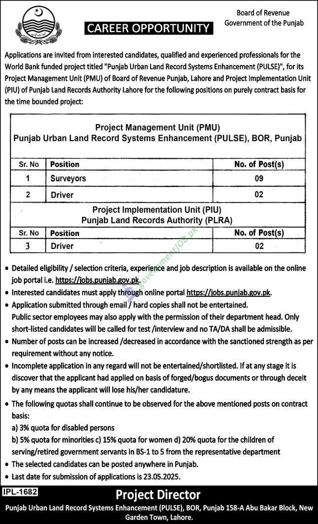 Punjab Board of Revenue Jobs 2025 - Multiple Postion 2 Punjab Board of Revenue Jobs 2025