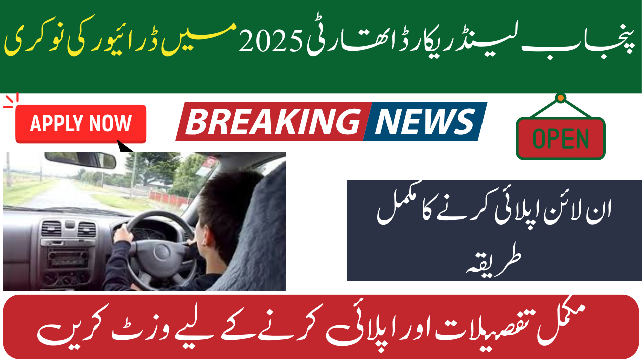 Driver Job in Punjab Land Recors Authority 2025