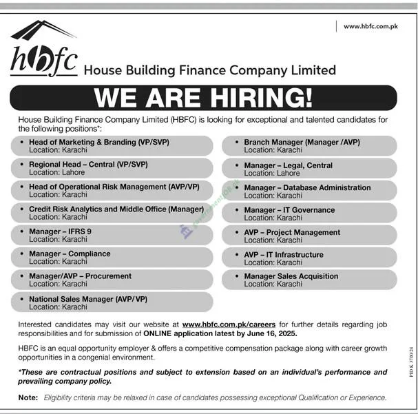 House Building Finance Company Limited Jobs 2025 - Online Apply 2 House Building Finance Company Limited Jobs 2025