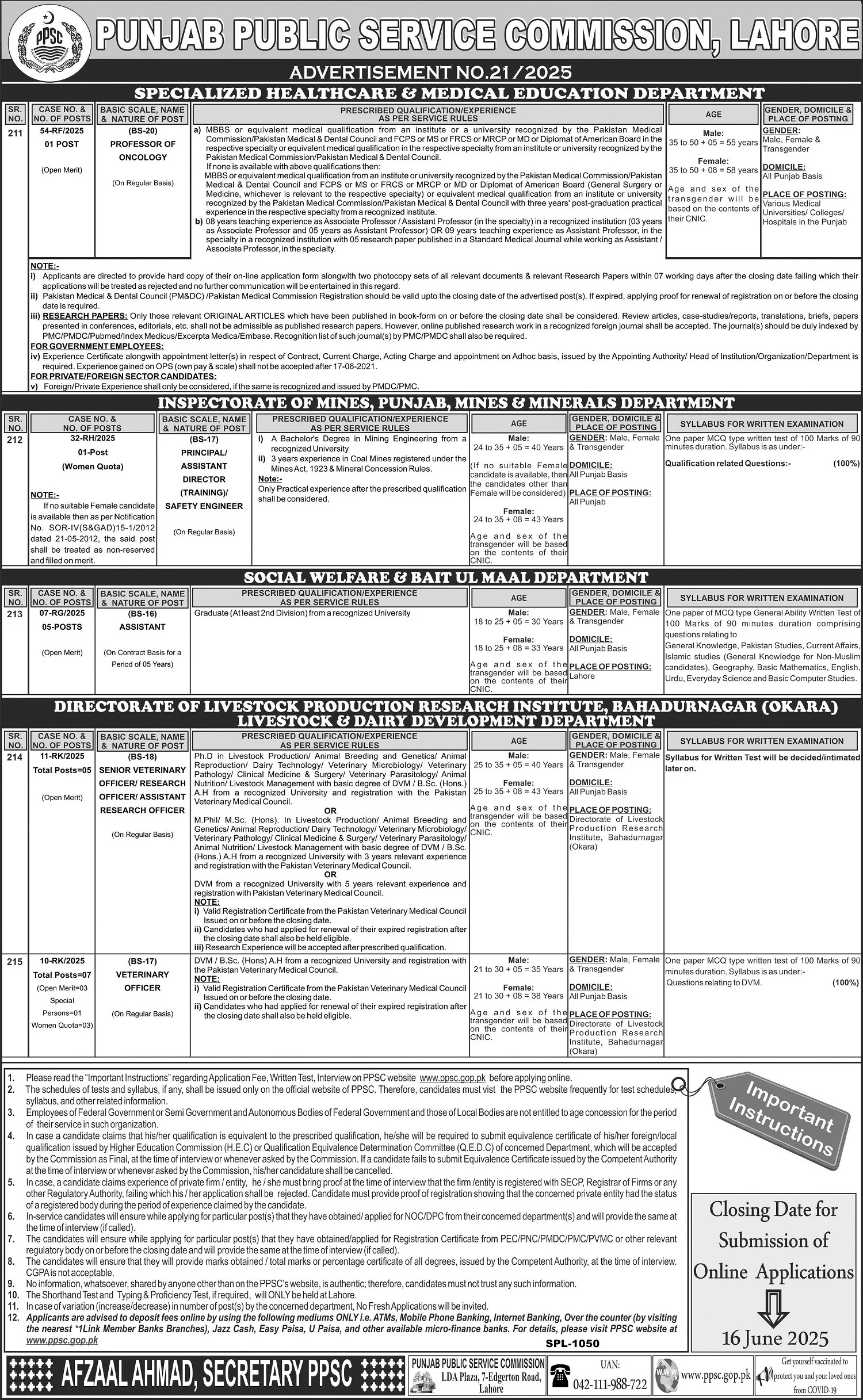 Punjab Public Service Commission PPSC Jobs 2025 - Advertisement No 21 2 Punjab Public Service Commission PPSC Jobs 2025